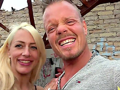 Rough dicking outdoors in public with blonde Harleen Van Hynten