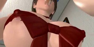 Animated with big boobs gets facial