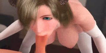 Animated blonde doing blowjob