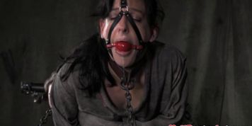 Spanked submissive drooling while gagged