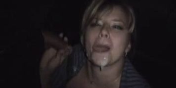 Amateur wife sucking cock in a park