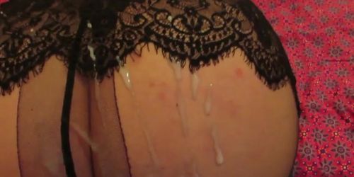 Tights arse spunk Collant culo sborra