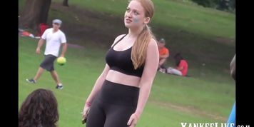 Sexy PAWG blonde in tight lycra pants