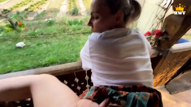Mature MILF stuck in fence gets neighbor's hardcore help and creampie