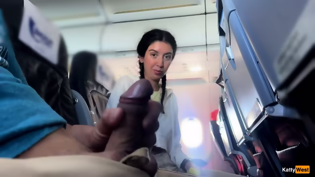 Risky Public Plane Handjob: Stranger Cum Fast
