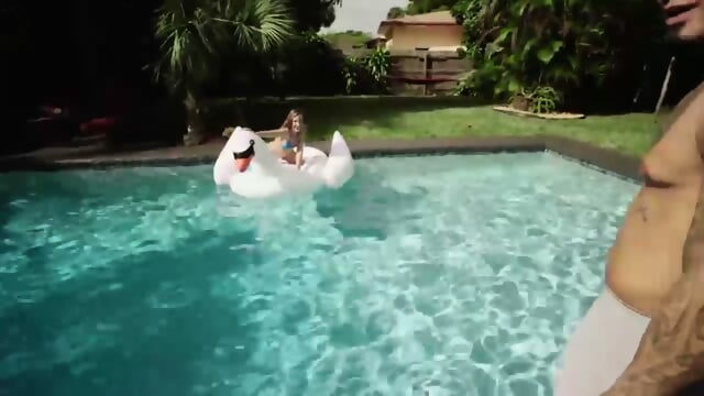 Big Oiled Ass Gets Fucked On The Pool Mattress