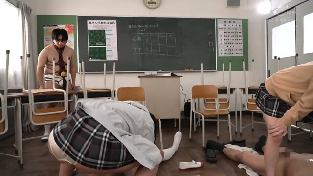 School life filled with insults, scorn, and excitement: A class of insults where they belittle your small dick but still give you a handjob and make you hard again and again.