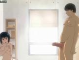 Busty anime gets huge dildo inside