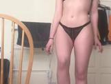 Blue eyed girlfriend stripping for her boy