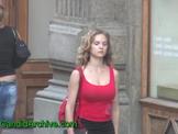 Big Tits Blonde Red Top
