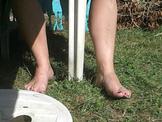 Wife dangling feet