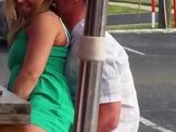 Fucking at outdoor tables while on public street