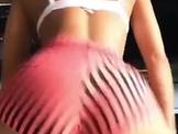 Latina Twerks in Striped Booty Shorts