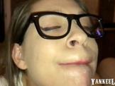 Homemade cum on tongue and swallow