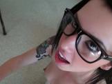 Bitchy latina in glasses sucking cock gets cunt licked
