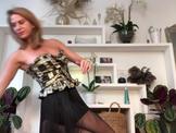 Hot yoga wife shows her legs in pantyhose