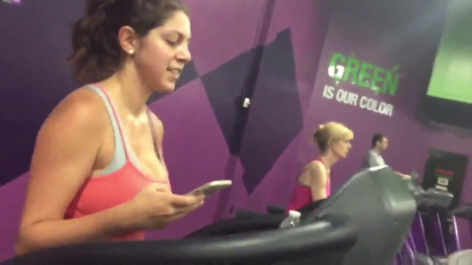 Busty gym brunette