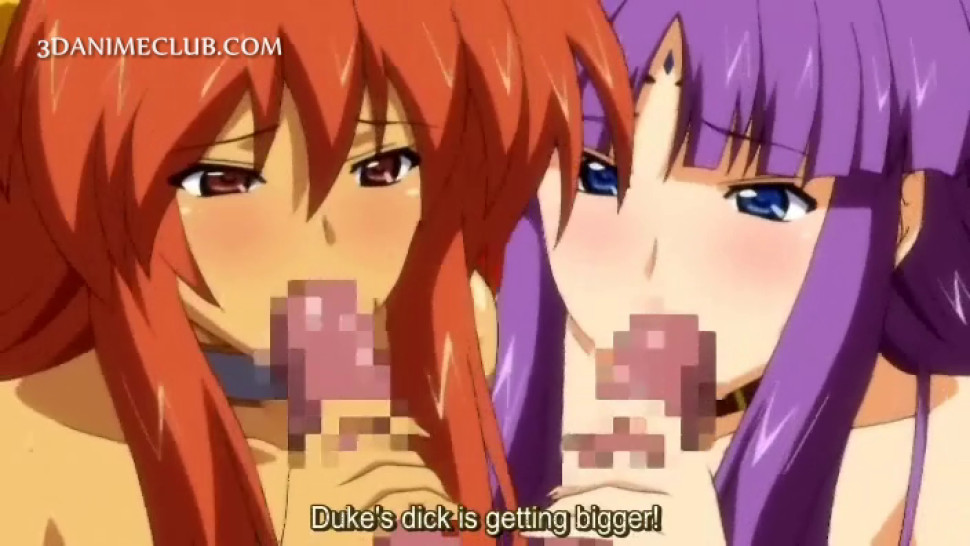 Anime bitches sharing pecker taking a messy facial
