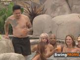 Drinks in the grotto lead to these girl friendly couple