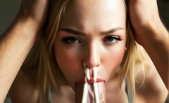 Hot yellow haired girlfriend blowjobs big cock