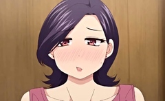 Brunette cums to hentai