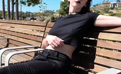 Shy Goth Exhibitionist - Walk At Local Park Semi Sheer Top