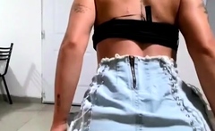 Blonde Sugar Baby in Denim Skirt Gets Surprise Creampie