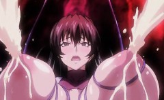 Hentai babe gets caught and fucked by monsters tentacles