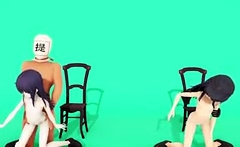 Busty hentai brunette sucks this hard hentai