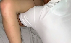 Hot brunette big boobs toying pink pussy