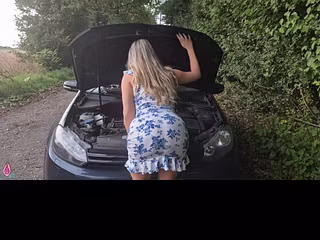Stranger caught me with car breakdown and helps me out for ass fucking