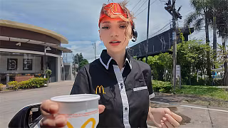 Cute McDonalds Girl Messed Up the Order but Worked It Off All the Way