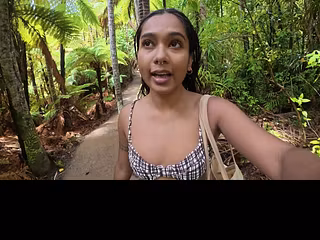 Petite Desi Mia Z masturbates on a hike in NZ