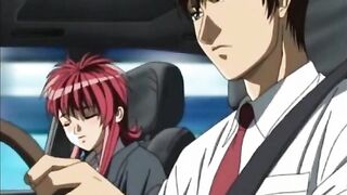 Redhead hentai coed gets fingered and hard fucked in the car