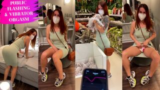 Public flashing and orgasm in the shop vibrator control