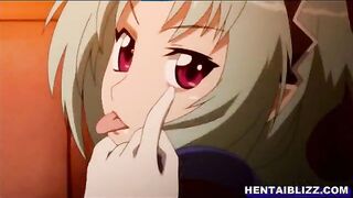 Cute hentai with bigtits gets fingering wetpussy and spraying cum