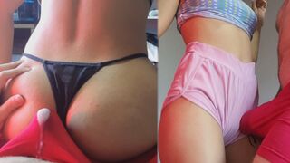 CUMSHOT in underwear, buttjob grinding clothed orgasm