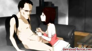 Hottie hentai babe gangbanged by perverted guys
