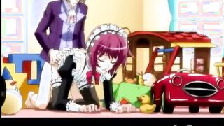 Maid costume hentai guy gets back poked