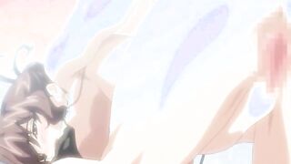 Busty hentai babe doing oral sex and gangbanged