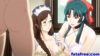 Futagirl threesome with hentai babes