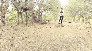 Jane Brown - Horny suck and fuck in public forest. POV amateur outdoor sex