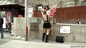 American slut anal fucked in public bdsm