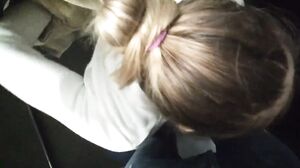 Eleo and Mish - Public Changing Room Risky Blowjob, Cumshot on Black Shirt