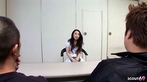 Multiple Creampies in Group Sex for Skinny Japanese Blindfold Girl