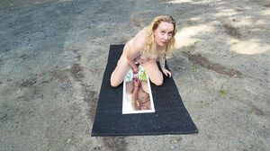 Sarah Evans - Knotty Little Blonde Slut Mirror Fucks a Knotty Dildo in Public Parking Lot