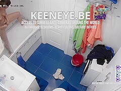 Home Surveillance Camera Footage: Private Bathroom Scene