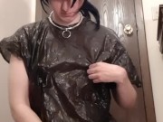 Masturbating through my trash bag dress
