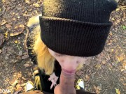 Risky And Quick Sex in The Forest. Hot Step Sister Gives a Blowjob in Public.