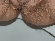 Hairy Pussy in Pink Panties Pissing Close Up